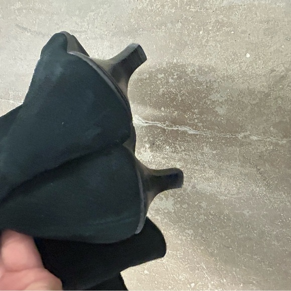 Black genuine Suede Knee-High Boots with kitten heels y2k whimsygoth - Picture 4 of 6